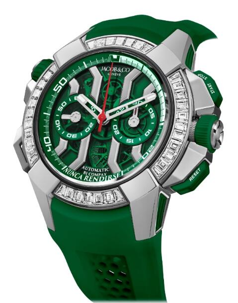 Jacob & Co. Epic X Chrono Titanium Baguette Diamonds Green Watch Replica EC423.23.BD.UA.ABRUA Jacob and Co Watch Price